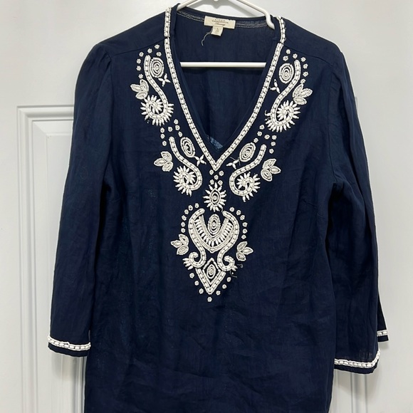 Lennon charter club Tops - Embroidered beads decorate the neckline and cuffs of this comfortable